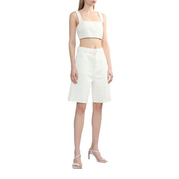 Loulou Studio Anet Bra Top in Ivory XSmall New Womens Denim Crop Tank - Picture 11 of 16